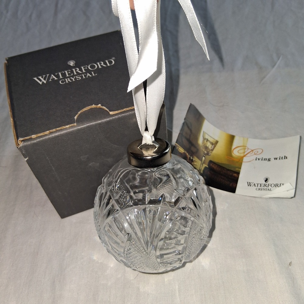 Vintage Waterford Crystal Seahorse Ball Ornament In Box Holiday Decor Gift